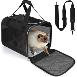 Транспортний бокс для котів Lannvan, до 6,5 кг, складаний, чорний (45x30x30 см)