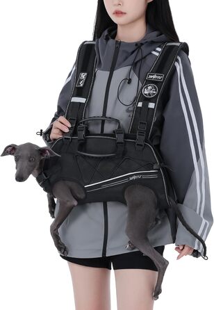 Шлейка-переноска для великих собак Wakytu: переноска-рюкзак для собак з проблемами суглобів, травмами, літніх собак (30-40 кг, XL, чорний)