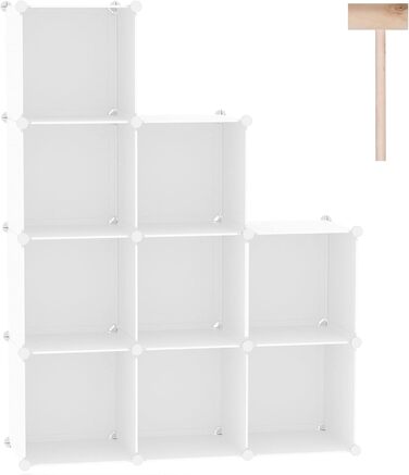 C&AHOME UPCS09M Cube Storage Organizer, 9-Cube Shelves, Closet Cabinet, DIY, Plastic, Modular Bookshelf, ideal for bedroom, living room, milky white