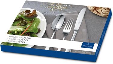 Villeroy & Boch – Leandra Cutlery Set 30-Piece Silver/Platinum, Dishwasher-Safe, Cutlery, Flatware, Cutlery Set for 6 People, Stainless Steel