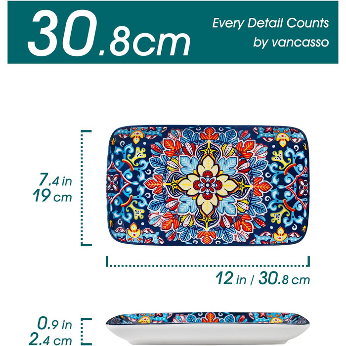 Набір сервіровочних тарілок Vancasso Simi, 4 шт., 30,8 x 19 x 2,4 см