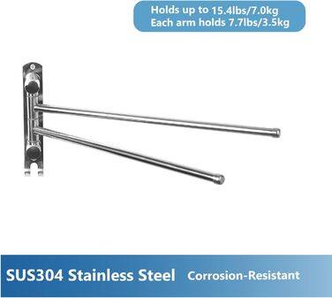 Поворотний тримач для рушників JSVER на 180° з нержавіючої сталі, 4-х віяльний, для ванної, кухні та гардеробу (срібло)