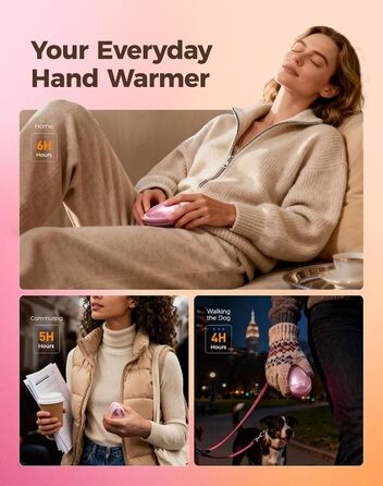 Електричні грілки для рук OCOOPA (2 шт) - стильні, рожеві, з магнітом, USB-зарядка, для Raynaud, туризму, кемпінгу