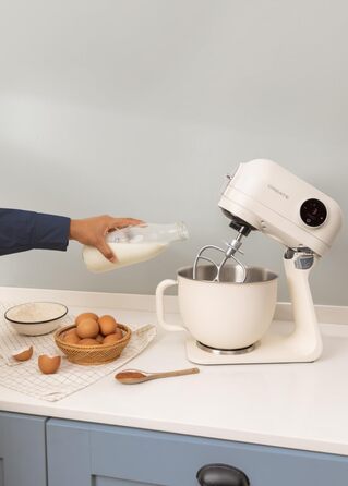 Планетарний міксер CREATE/DOWNMIX RETRO для кухні, колір Крем: 6 швидкостей, автоматичні програми для збивання, змішування та емульгування