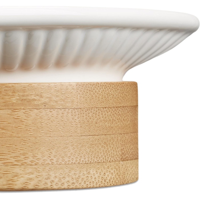 Набір для ванної кімнати Relaxdays, 4 предмети: мильниця, дозатор мила, стакан для зубної щітки, бамбукова підставка, кремовий, 10 x 14 x 20 см