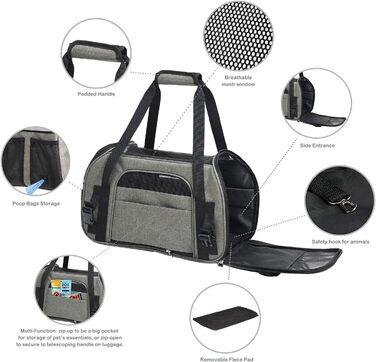 Переносна переноска для тварин Jespet, м'які стінки, для котів та цуценят, 17' x 9' x 11.5', блакитна