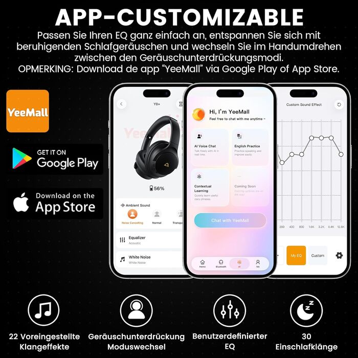 Навушники бездротові 1Mii AI Y8+ Bluetooth 6.0 з активним шумозаглушенням LDAC, 100 годин роботи, бежеві