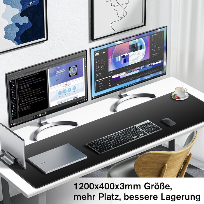 Ігровий килимок для миші Abetcabe Gaming XXL, підкладка на стіл 900 x 400 мм, чорний