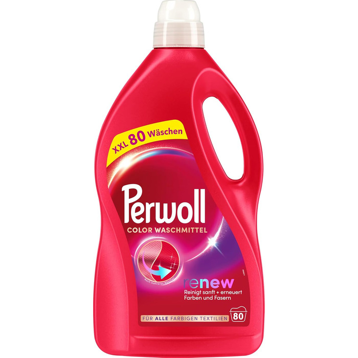 Рідкий пральний засіб Perwoll Color для кольорових речей, з технологією Dreifach-Renew, 4 л (2 шт по 2 л, 160 прань)