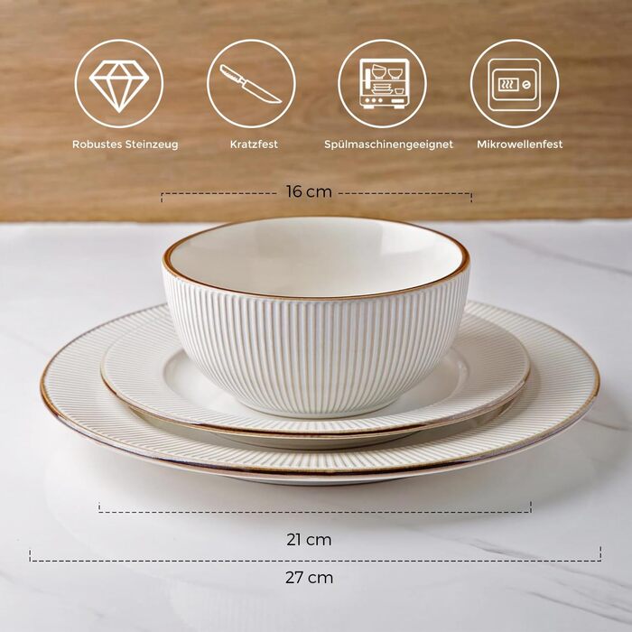 Набір посуду GBhome на 6 осіб, 18 предметів, дизайн 