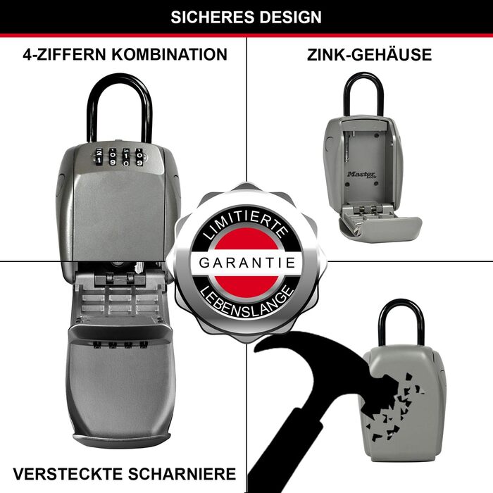 Сейф для ключів Master Lock з додатковою безпекою, зовнішній, 13.2 x 10.5 x 4.6 см, ключовий сейф (на дужці)