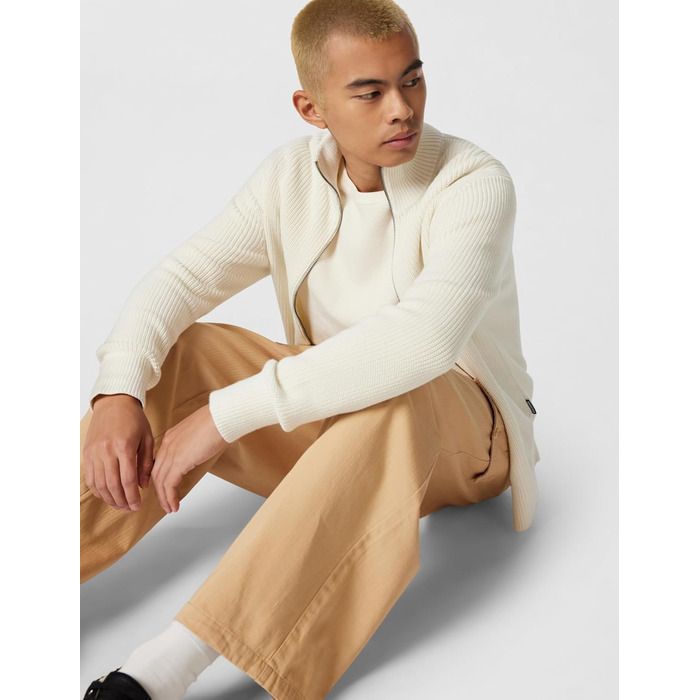 Кардиган чоловічий Tommy Hilfiger з блискавкою, в'язаний, бавовна, білий (Іворі)