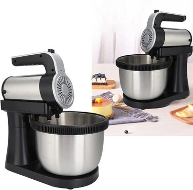 Stand Mixer, 2-in-1 1000W 5-Speed Tilt-Head Electric Hand Mixer with 4-Liter Stainless Steel Bowl, Dough Hooks, Whisk, and Beaters, Multifunctional Household Kitchen Mixer for Everyday Use
