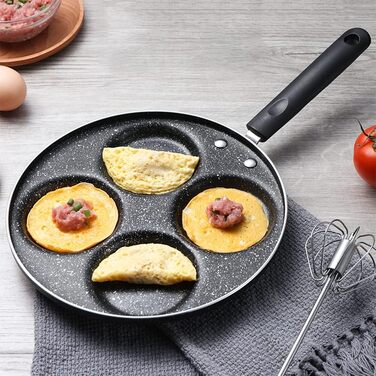 Non-stick frying pan, fried egg burger pan with handle, 4-egg pancake frying pan non-stick fried egg pan with 4 holes crepe pan burger eye pan suitable for gas stove/electric ceramic hob