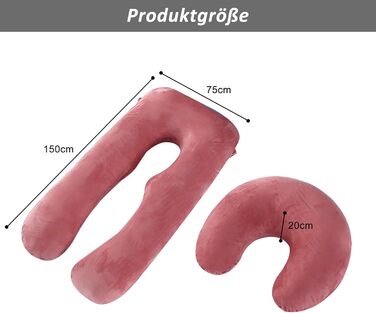 Подушка для вагітних Caliyo 2 шт. U-подібної форми, для сну на боці, з чохлом, велика подушка для годування, подушка для вагітності та комфортна подушка для дорослих (Сірий, Кристал-велюр) U-подібний двочастинний комплект
