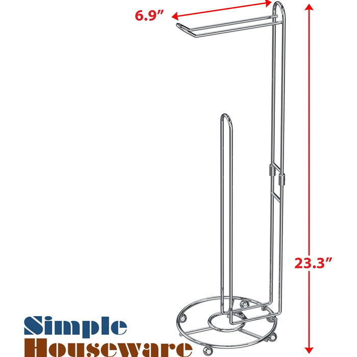 Тримач для туалетного паперу Simple Houseware, підставка для зберігання 3+1 рулон, хромоване покриття, висота 59 см