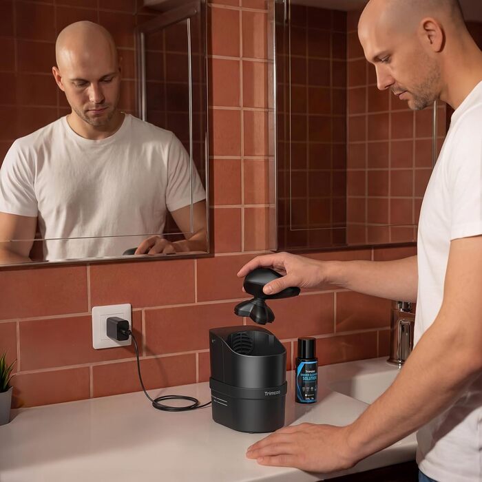 Електричний тример для гоління голови Trimcoo 5-в-1 з титановими лезами, IPX7 водонепроникний, USB-C, LED-дисплей - для чутливої шкіри голови (чорний)