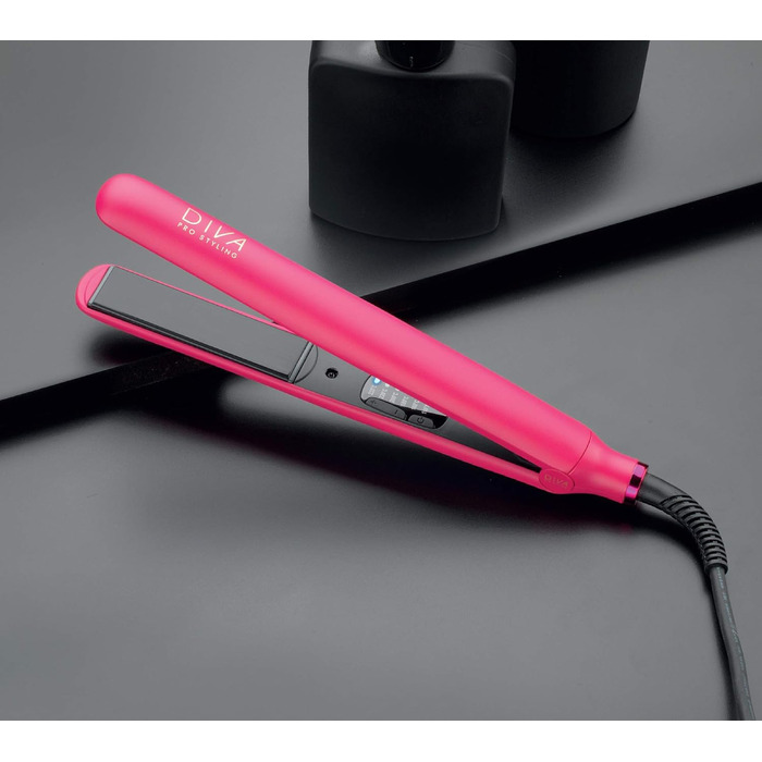 Diva Pro Styling Digital Flat Iron - Ceramic Plates - Auto Shutoff - 3m Cord (Magenta)