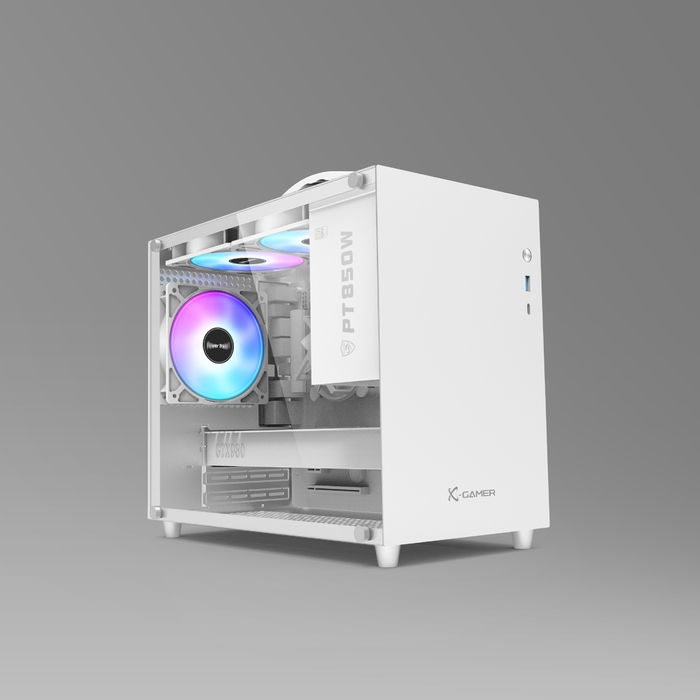 Корпус для комп'ютера Cube Case Micro-ATX, загартоване скло, RGB, білий