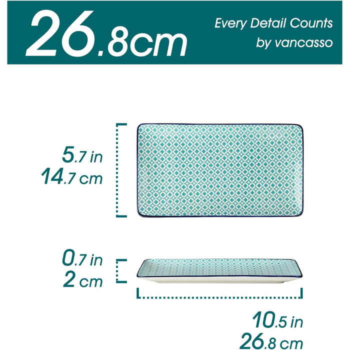 Набір сервіровочних тарілок Vancasso Macaron, 4 шт., порцеляна, 26,8 x 14,7 x 2 см