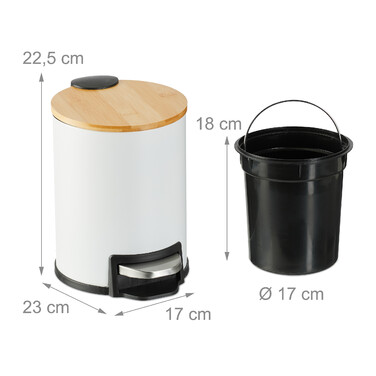 Relaxdays Waste Bin 3 l with Bamboo Lid