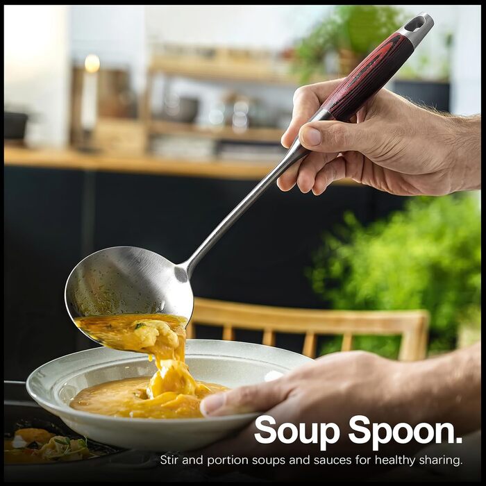 Набір кухонного приладдя з нержавіючої сталі, 5 предметів: лопатка, половник, шумовка, серветка для пасти та шумовка, придатний для миття в посудомийній машині