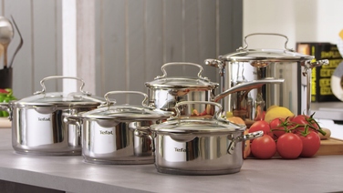 Набір каструль та сковорідок Tefal Duetto+ з нержавіючої сталі, 10 предметів, G732SA55