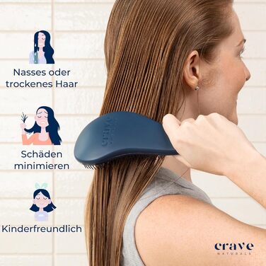 Crave Naturals Glide Thru - щітка для розчісування волосся для дітей та дорослих, блакитна