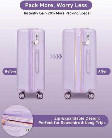 Набір валіз Sea Choice: 3 валізи з жорстким корпусом, розширювані, з TSA замком (фіолетовий)