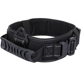 Тактичний нашийник для собак з контролем, 7 см, з двома пряжками, для великих собак (відбиваючий, чорний)