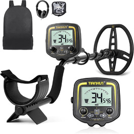 Металдетектор 13''/33см Profi з великою водонепроникною двокотушковою пошуковою котушкою, високою чутливістю та функцією Pinpointer, для пошуку золота, для дорослих з LCD-дисплеєм (Сірий)