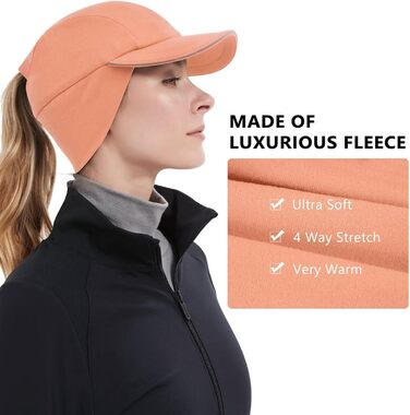 Жіноча зимова шапка GADIEMKENSD з відбиваючими елементами та отвором для хвостика, навушник-трансформер для активного відпочинку (Помаранчевий)