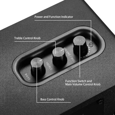 Sanyun SW208: Активні Bluetooth 5.0 колонки на полицю, 60W, вуфер з карбону, вбудований 24-бітний ЦАП, 3D-звук, 2.0 для ПК/монітора (пара, чорний)