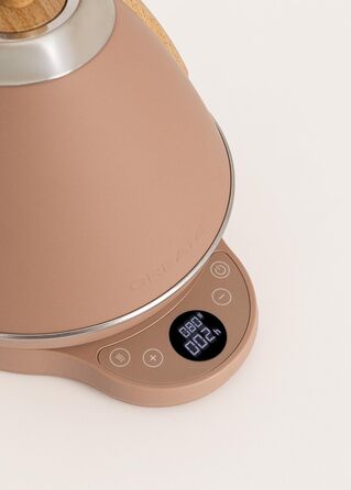 Електричний чайник RETRO PRO Mokka з регулюванням температури 1 л, автоматичне відключення, швидке кип'ятіння, антиковзаюча підставка, прозорий індикатор рівня води, 1200W