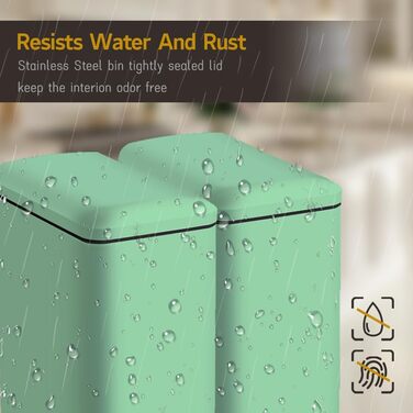 Відро для сміття кухонне 30 літрів, вузьке з кришкою, з м'яким закриттям, з педаллю, для кухні, ванної кімнати та офісу, зелене