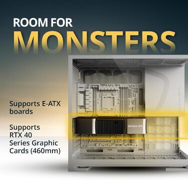 Корпус для ПК Geometric Future M5 з темнованим склом, Mid Tower, E-ATX/ATX, для геймінгу, сталь 1.2mm, Type C, без інструментів, підтримка радіатора 360/420, двокамерний, GEO-M5-BNY (білий, скляна версія з 5 вентиляторами 140x140)