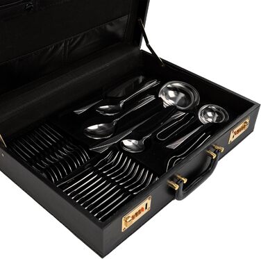 Набір столових приборів на 12 осіб (72 шт.) з нержавіючої сталі, стійкий до миття в посудомийній машині, у кейсі