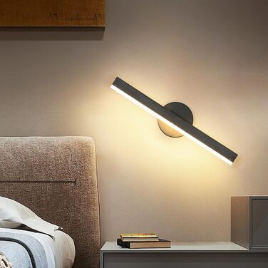 LED дзеркальна лампа Riserva 12W для ванної кімнати, поворотна 300°, 38 см, чорний колір, 3000K, для туалетного столика