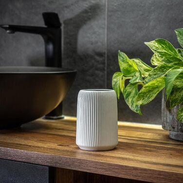 KADAX Bathroom Accessories Set, Modern Bathroom Accessories, Ceramic Bathroom Accessories, Bathroom Accessories (White: Toothbrush Holder, Soap Dispenser, Toilet Brush)
