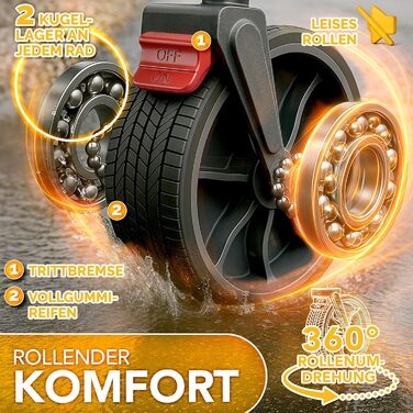 TRESKO® Вагончик-візок складний з дахом, кишеньою-холодильником та бічними шторками | Ручний візок, вантажопідйомність до 150 кг | Візок для перевезення з повного гумового покриття та гальмами (передні та задні) та 3-точкова система ременів безпеки (зелен