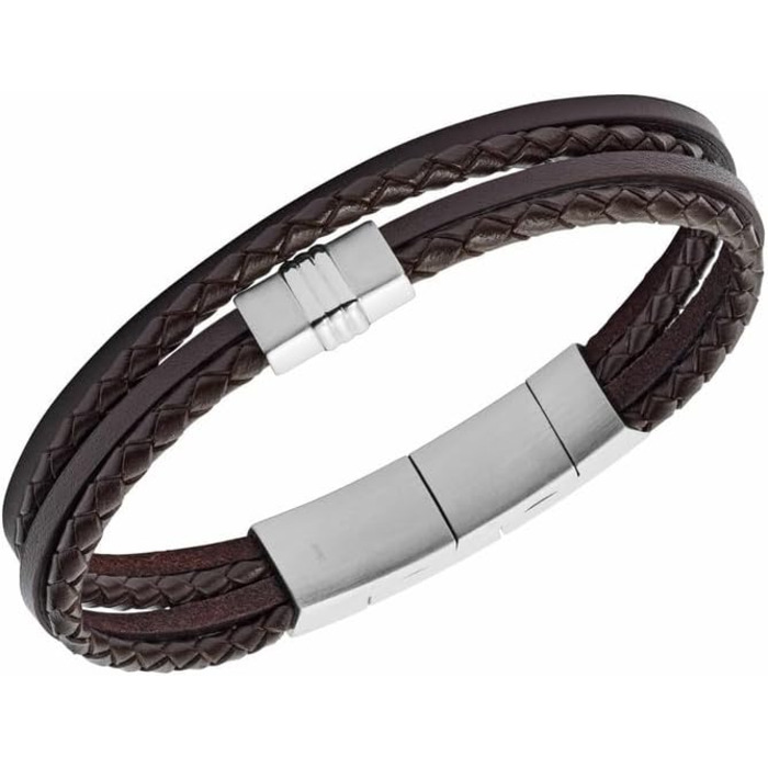 Браслет чоловічий Fossil Casual з шкіри або нержавіючої сталі з магнітною, застібкою-метеликом або пряжкою, коричневий