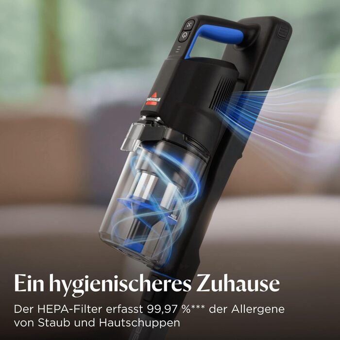 Бездротовий пилосос Bissell PowerClean FurGuard з акумулятором, 280W, самоочищувана щітка, світло FurFinder, HEPA-фільтр, акумулятор 2500 mAh, час роботи 50 хв, щітка FurGuard 4091N для видалення шерсті тварин