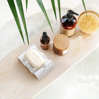 Підставка для мила Luxspire з двошаровою конструкцією, швидковисихаюча, з текстурою мармуру, для кухні, ванної кімнати, душу - (Хвиля, Білий мармур)