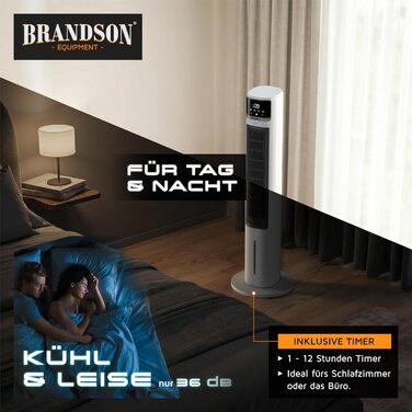 Вентилятор з водяним охолодженням Brandson ECO Design: тихий, 9 швидкостей, таймер, осциляція, іонізація, з пультом, білий