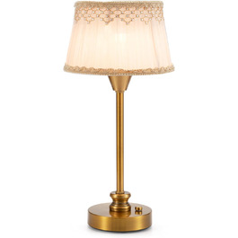 Настільна лампа OCEST з акумулятором, сенсорне керування, регулювання яскравості, для дому, кухні, тераси, їдальні (античне латунь-льон), тканинний абажур 27,5 см