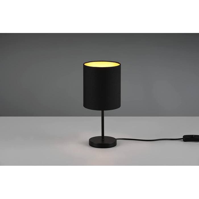 Торшер Reality Leuchten Jerry R50491011 - настільна лампа з металу нікель матовий, тканинний абажур, цоколь E14 (чорний/золотистий)