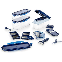 Genius Nicer Dicer Plus (18 частин) сапфірово-блакитного кольору - набір для нарізки овочів та фруктів (кубики, соломка, скибочки, смужки)