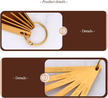 6-Piece Measuring Spoon Set for Teaspoons, Coffee, Sugar, Cake, Baking, Gold Measuring Cups, Kitchen Measuring Spoons, Baking Utensils (Color: A Silver) (B Gold)