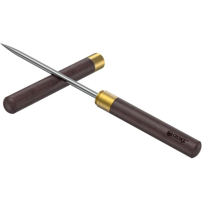Stainless steel ice pick with safety cover, pick tool for breaking ice, non-slip wooden handle for easy gripping, 22.9 cm length (2 pack)