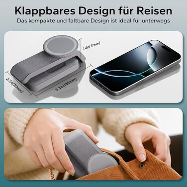 Зарядна станція MagSafe 3-в-1 для Apple Watch та iPhone. Біла (глибокий сірий). Підтримка iPhone 17, 16, 15, 14, 13, 12 Pro Max